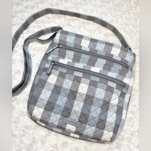 Vera Bradley NEW Gray Sparkle Buffalo Check Plaid Hipster Crossbody Quilted Bag